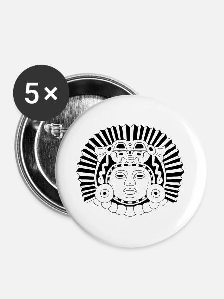 Aztekischer Drachenkönig - Buttons groß 56 mm (5er Pack) - Weiß