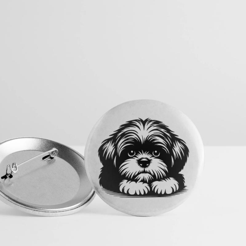 Shih Tzu Kopf mit Pfoten Buttons groß 56 mm (5er Pack)