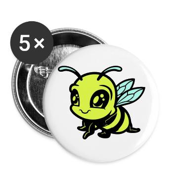 biene hummel comic - Buttons groß 56 mm (5er Pack) - Weiß - Vorne
