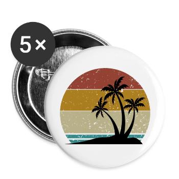 Coucher de soleil palmiers cocotiers été - Lot de 5 grands badges (56 mm) - blanc - Devant