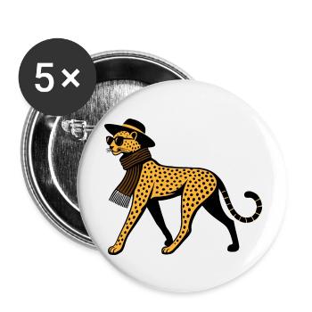 Leoparden-Chic - Buttons groß 56 mm (5er Pack) - Weiß - Vorne
