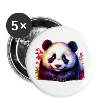 Panda - Buttons groß 56 mm (5er Pack) - Weiß - Vorne