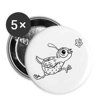 Coloring page bird with butterfly - Buttons large 2.2''/56 mm (5-pack) - white - Front