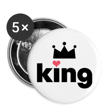 Valentinstag King Queen passendes Paar Partnerlook - Buttons groß 56 mm (5er Pack) - Weiß - Vorne