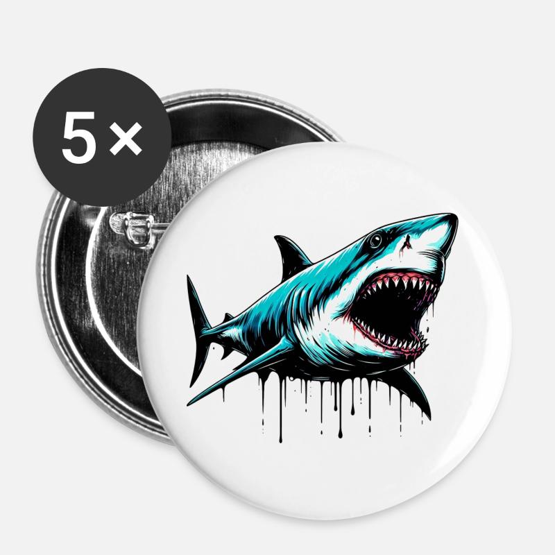Hai - Buttons groß 56 mm (5er Pack) - Weiß
