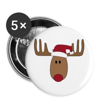 Weihnachten Elch - Buttons groß 56 mm (5er Pack) - Weiß - Vorne