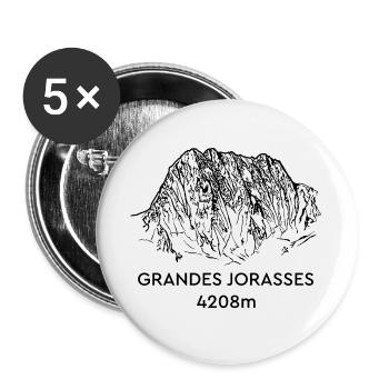Grandes Jorasses, Haute Montagne, Mont-Blanc, Montagne - Lot de 5 grands badges (56 mm) - blanc - Devant
