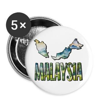 Aquarell Landkarte Malaysia - Buttons groß 56 mm (5er Pack) - Weiß - Vorne