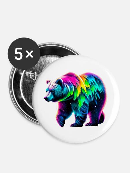 Bär - Buttons groß 56 mm (5er Pack) - Weiß