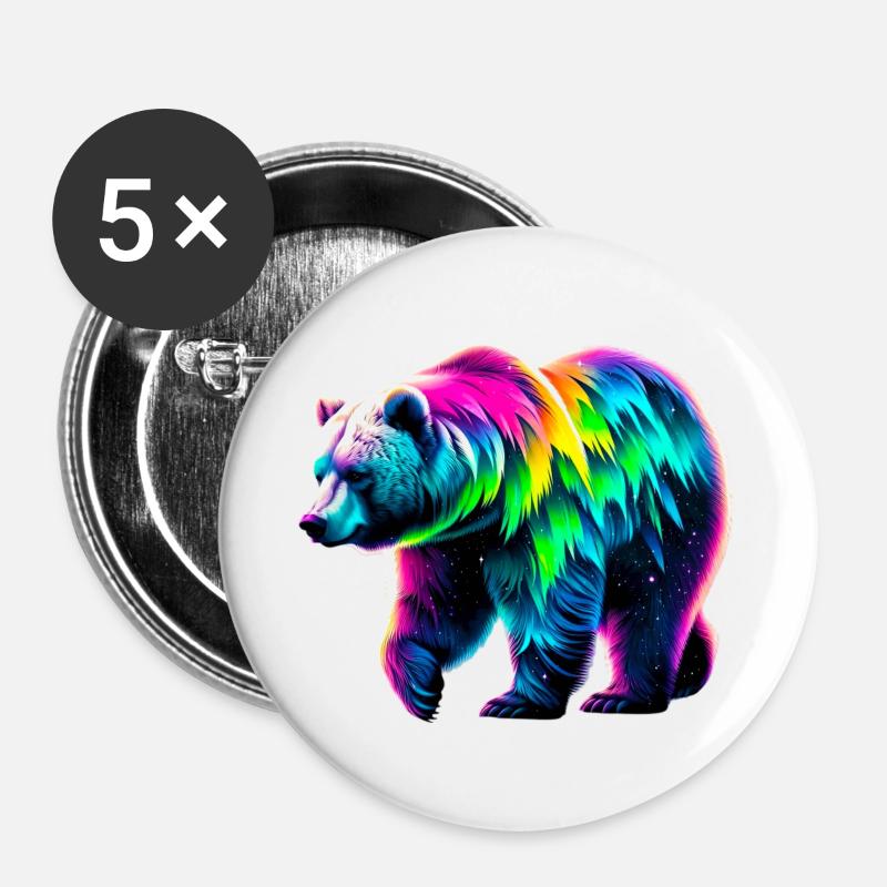 Bär - Buttons groß 56 mm (5er Pack) - Weiß
