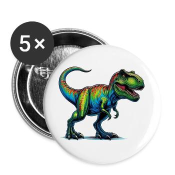 Dinosaur - Buttons large 2.2''/56 mm (5-pack) - white - Front