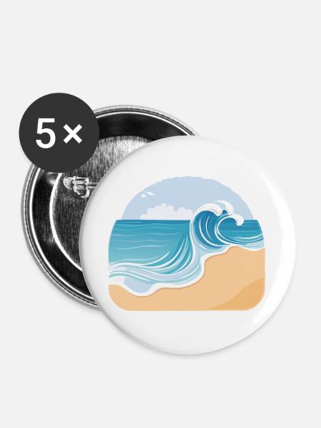 Sandstrand - Buttons groß 56 mm (5er Pack) - Weiß