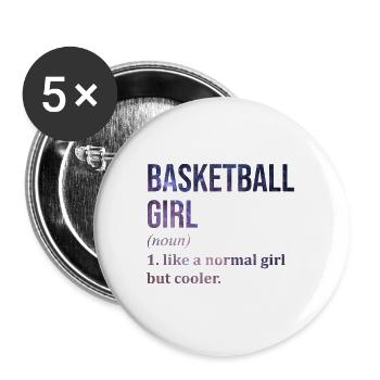 Basketball - Buttons groß 56 mm (5er Pack) - Weiß - Vorne