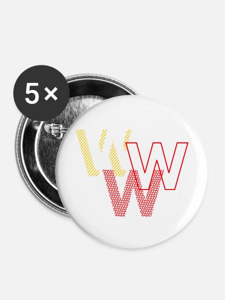 W w w - Buttons groß 56 mm (5er Pack) - Weiß