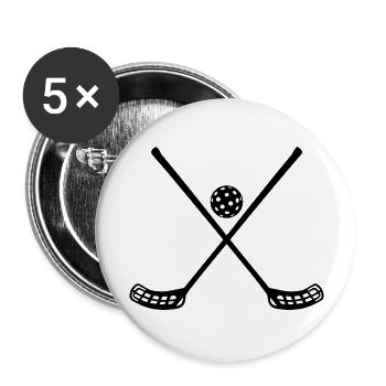Floorball Ballsport Innebandy Unihockey - Buttons groß 56 mm (5er Pack) - Weiß - Vorne