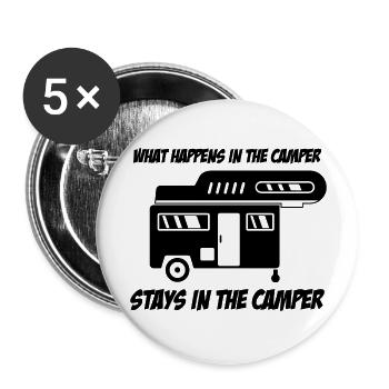 Camping camping-car caravane Attitude to Life - Lot de 5 grands badges (56 mm) - blanc - Devant