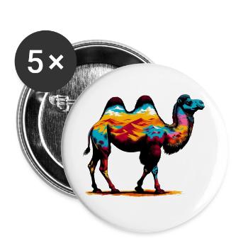Chameau - Lot de 5 grands badges (56 mm) - blanc - Devant