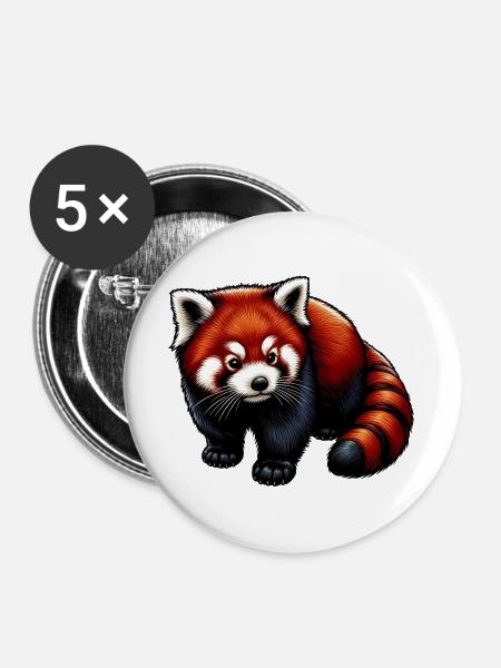 Kleiner Panda - Buttons groß 56 mm (5er Pack) - Weiß