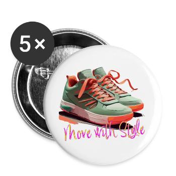 Move with Style Sneakers - Buttons groß 56 mm (5er Pack) - Weiß - Vorne