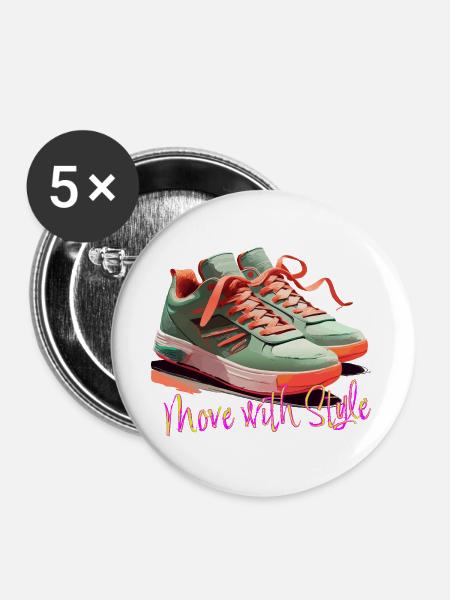 Move with Style Sneakers - Buttons groß 56 mm (5er Pack) - Weiß