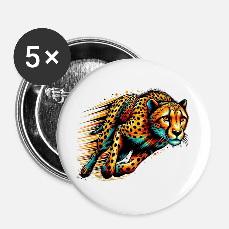 Cheetah - Buttons large 2.2''/56 mm (5-pack) - white