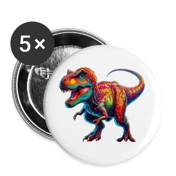 Dinosaurier - Buttons groß 56 mm (5er Pack) - Weiß - Vorne