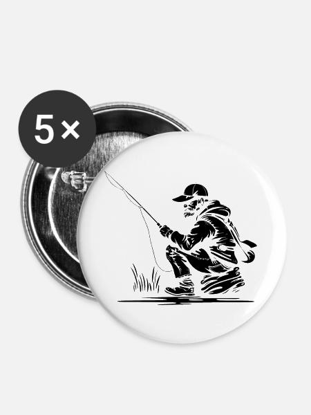 Angler - Buttons groß 56 mm (5er Pack) - Weiß