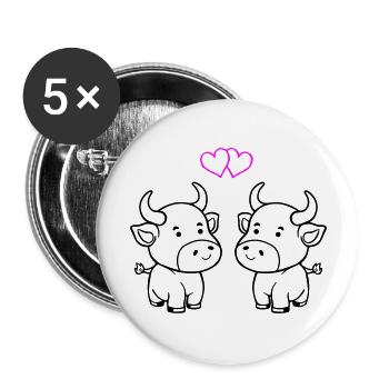 vache bébé amour - Lot de 5 grands badges (56 mm) - blanc - Devant