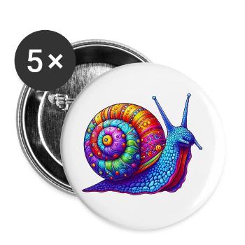 Schnecke - Buttons groß 56 mm (5er Pack) - Weiß - Vorne