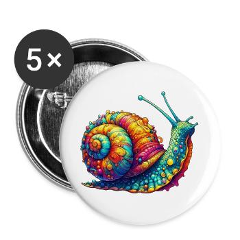 Escargot - Lot de 5 grands badges (56 mm) - blanc - Devant