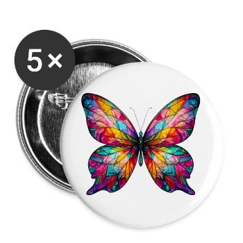 Schmetterling - Buttons groß 56 mm (5er Pack) - Weiß - Vorne