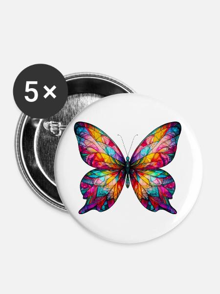 Schmetterling - Buttons groß 56 mm (5er Pack) - Weiß