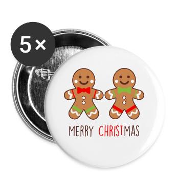 Gingerbread Duo - Funny Christmas Design - Buttons large 2.2''/56 mm (5-pack) - white - Front