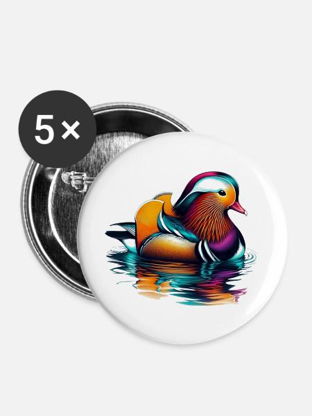 Mandarinente - Buttons groß 56 mm (5er Pack) - Weiß