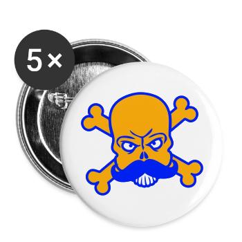 Mr Sir Mr Beard Skull Skull Bone Skeleton - Buttons large 2.2''/56 mm (5-pack) - white - Front