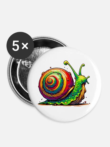 Schnecke - Buttons groß 56 mm (5er Pack) - Weiß