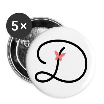 Lettre D Papillon Lettre - Lot de 5 grands badges (56 mm) - blanc - Devant