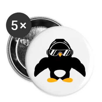 Penguin Bodybuilder Sunglasses Headphones Muscles - Buttons large 2.2''/56 mm (5-pack) - white - Front