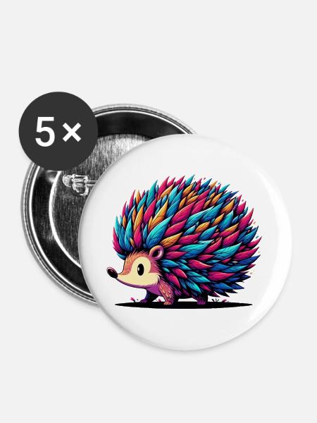 Igel - Buttons groß 56 mm (5er Pack) - Weiß