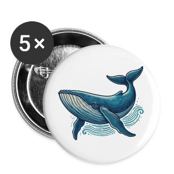 Baleine bleue - Lot de 5 grands badges (56 mm) - blanc - Devant