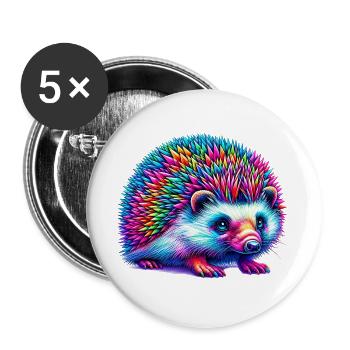 Hérisson - Lot de 5 grands badges (56 mm) - blanc - Devant