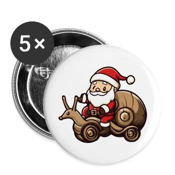 Escargot Père Noël Dessin animé - Lot de 5 grands badges (56 mm) - blanc - Devant