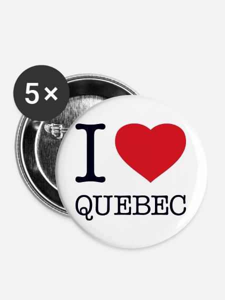 I LOVE QUEBEC - Buttons groß 56 mm (5er Pack) - Weiß