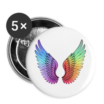 Rainbow Gradient Wings - Buttons large 2.2''/56 mm (5-pack) - white - Front