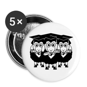 3 Schafe Zeugnis College Abi Drei Schüler Team - Buttons groß 56 mm (5er Pack) - Weiß - Vorne