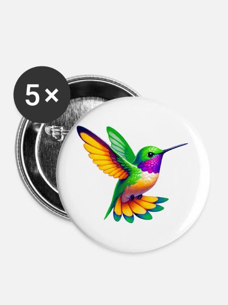 Kolibri - Buttons groß 56 mm (5er Pack) - Weiß