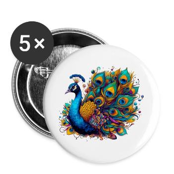 Peacock - Buttons large 2.2''/56 mm (5-pack) - white - Front