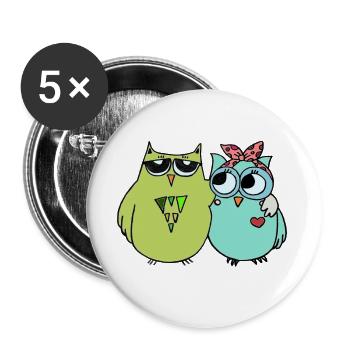 Amitié colorée avec les chouettes - Lot de 5 grands badges (56 mm) - blanc - Devant