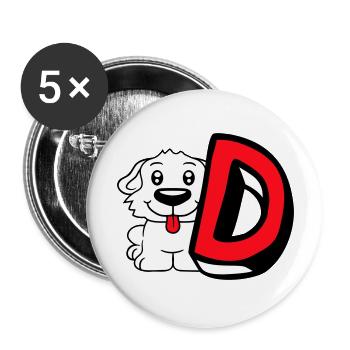 Chien D Lettre Chien Assis Petit Chien Mignon - Lot de 5 grands badges (56 mm) - blanc - Devant