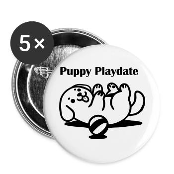 Puppy playing with ball - Puppy Playdate Design - Buttons large 2.2''/56 mm (5-pack) - white - Front